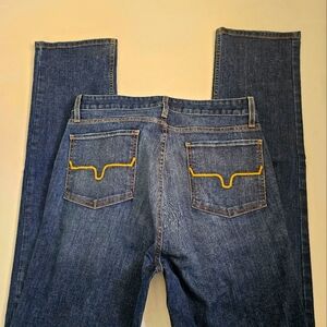 Kimes Ranch Sarah Straight Leg Dark Blue Jeans with Unique Stitching